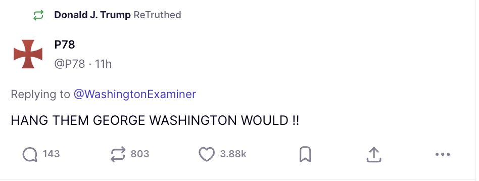 Trump Endorses Hanging Democratic Members of Congress