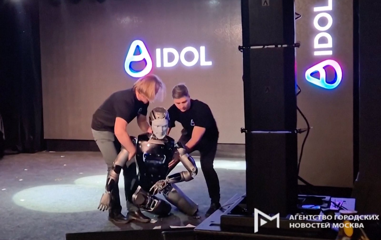 Russian robot's viral tumble shows messy reality of humanoids